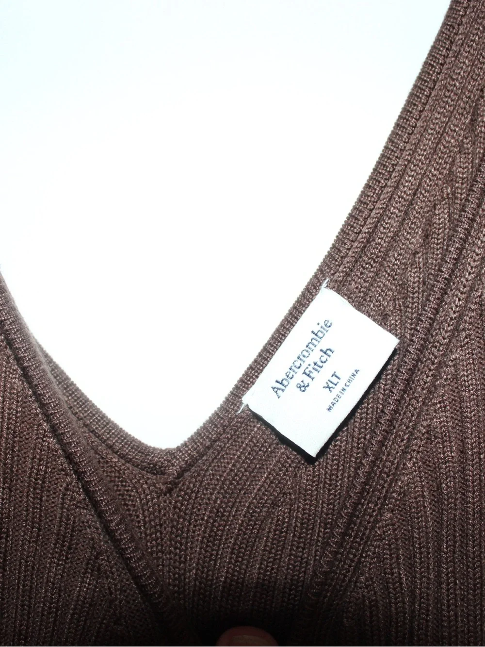 Abercrombie & Fitch Chocolate Brown Ribbed V-Neck Maxi Dress